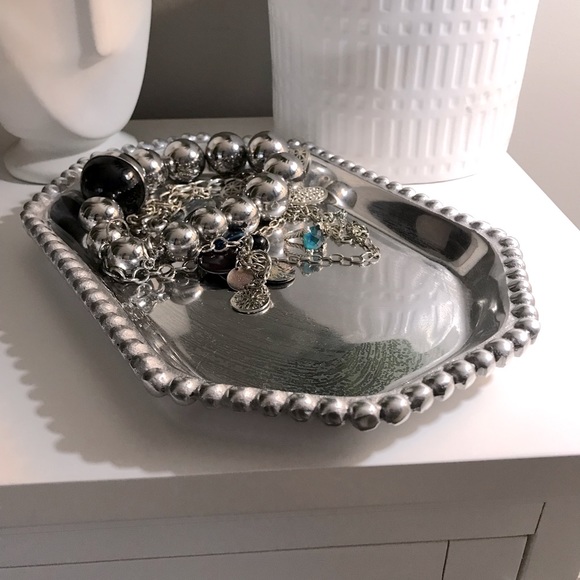 Large SILVER KNOTTED TRAY, heavy, of good quality. Size 12X8 - Picture 8 of 8